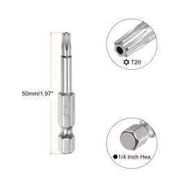 HARFINGTON 5Pcs Security Torx Bit 1/4" Hex Shank 2" Long Drill Bits T20 Torx Star S2 Steel Magnetic Tamper Resistant Screwdriver Bit