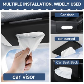 BIPROS Car Tissue Holder with Ultra Soft Lotion Facial Tissues - Slim Visor Mount for Cars/Trucks/SUVs, Kleenex-Compatible Napkin Organizer (Ergonomic Design, Easy Installation)
