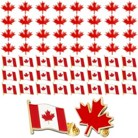 50 Pcs Canada Flag Pins, Enamel Lapel Pin Brooch Badge with Maple Leaf Design for Canadian Souvenirs, Perfect for Men & Women's Clothing, Bags, Hats