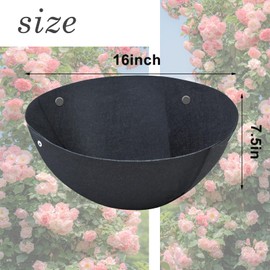 3PCS 16 Inch Round Hanging Basket Liners Fabric Hanging Plant Liners Non-Woven Planter Liners Black Felt Liners Replacement Inserts for Hanging Baskets Outdoor Plants - Avoid Bird Nesting