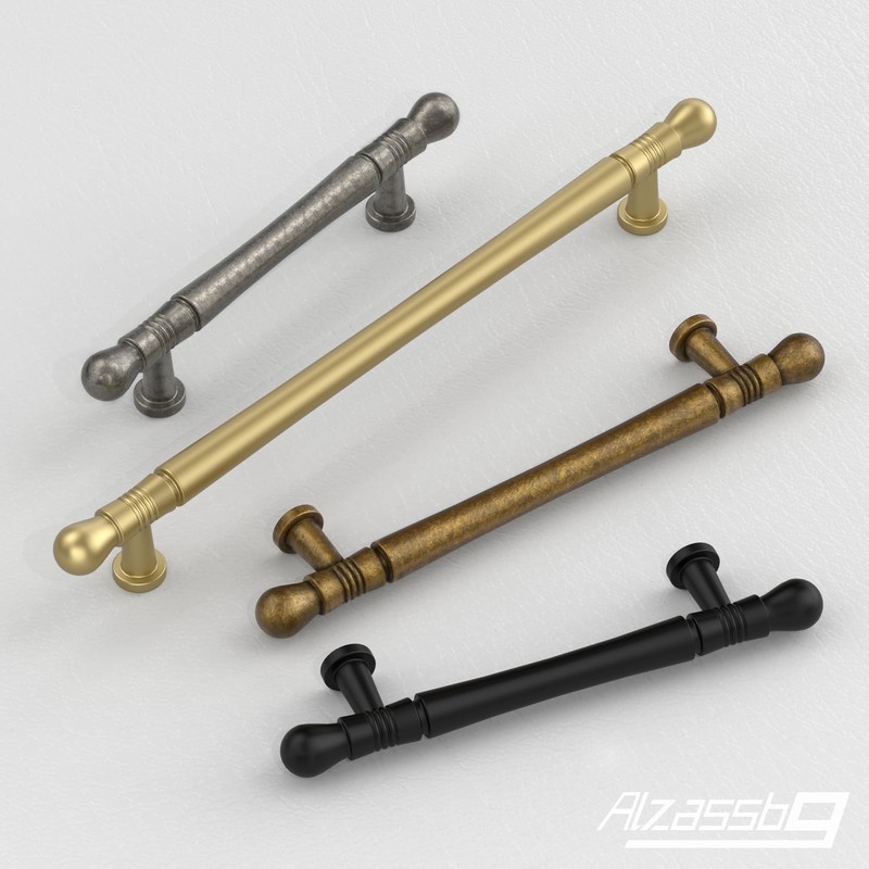 Alzassbg 10 Pack Matte Black Cabinet Pulls,5 Inch(128mm) Hole Center