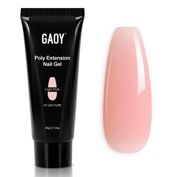 GAOY Poly Gel, 60 g Nail Extension Gel, Light Pink Builder Gel Nail Improvement Gel for Beginners & Professional Nail Art Salon DIY at Home