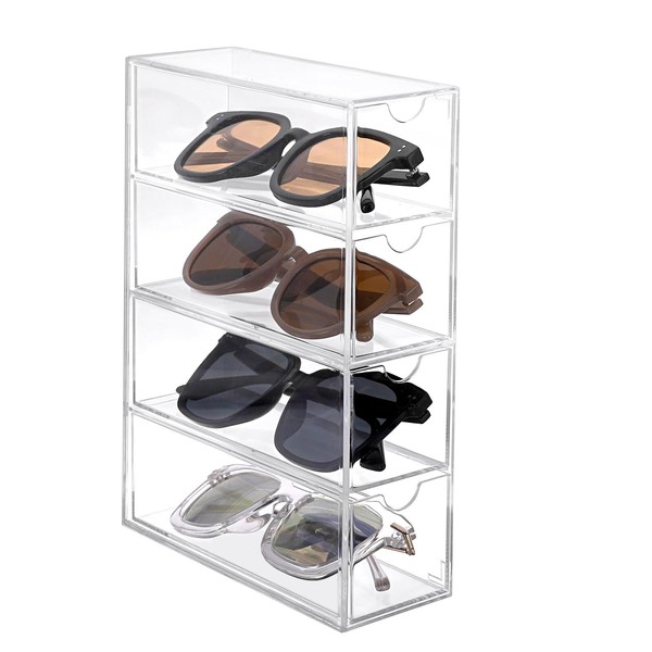 TOLIDA Clear Acrylic Sunglasses Organizer - 4 Slots Acrylic Display