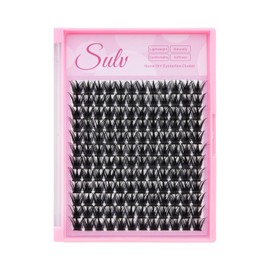 SULV DIY False Lash Extension Clusters D Curl 144 Pcs 10/12/14/16/18mm Individual Lashes Cluster Lashes Eyelash Lash Eyelash Extension Lash Extension for Beginners at Home (H028-14mm)
