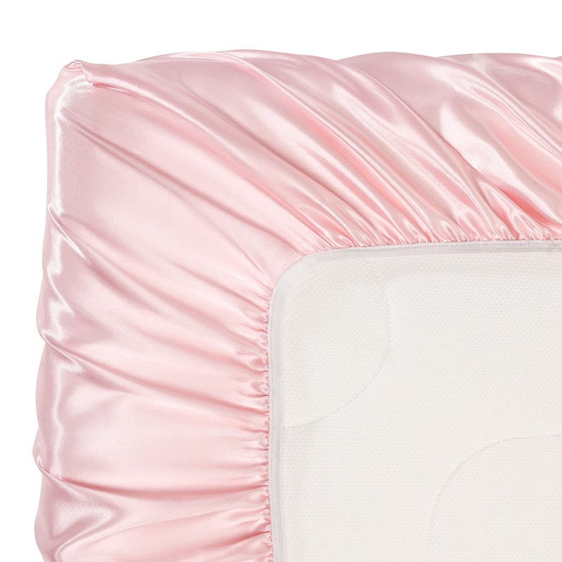 SiinvdaBZX Satin Crib Sheets for Girls, Silky Soft Pink Crib
