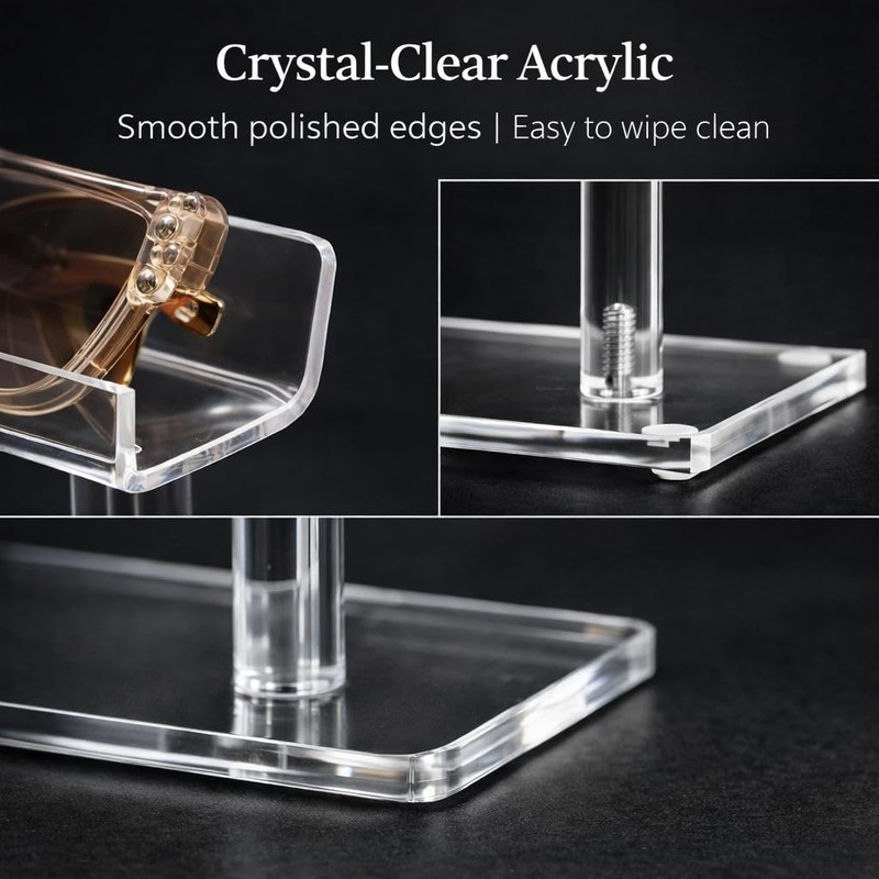 Varku 2Pcs Acrylic 6-Layer Stepped Sunglass Organizer,Clear Eyewear Display Rack