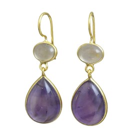 Citrine and Amethyst Gold Plated Sterling Silver Earrings