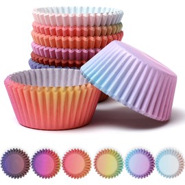 Gcardist 300pc Standard Muffin Cases, Gradient Design, Food Grade, Disposable, 6 Patterns, Round, Baking Cups for Birthday & Wedding