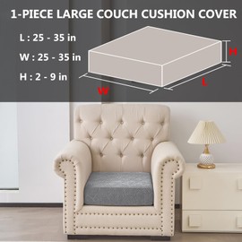 Genina 100% Waterproof Couch Cushion Covers - Stretch Sofa Seat Cover Jacquard Non Slip Sectional Couch Covers Sofa Slipcovers Washable (1 Piece, Large, Light Gray)
