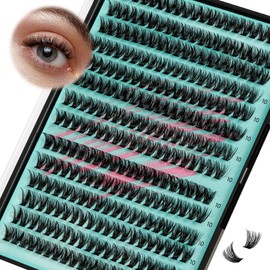 Lash Clusters 280Pcs 50D Eyelashes Cluster D Curl Individual Wispy Lashes Cluster for DIY Cluster Eyelash Extensions at Home for Beginners (50D,10mm)