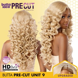 Sensationnel Butta lace precut wigs - unit 9 glueless extra wide 5 inch deep parting synthetic pre tweezed smaller knot hairline (1 JETBLACK)