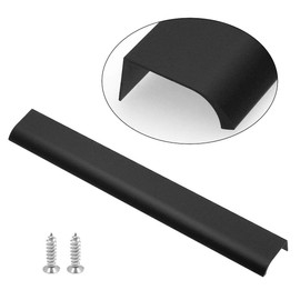 BokWin 12Pcs 300mm/11.8" Black Mount Finger Edge Pull, Furniture Drawer Handles, Aluminum Concealed Handle for Home Kitchen Door Drawer Cabinet with Screws