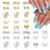 DANNEASY 30pcs 3D Bow Nail Rhinestones Charms Gold and Silver