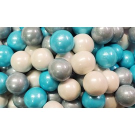 Christmas Snowflakes Gumballs Blue, White And Silver Winter Mix Fall Colors 2 Pounds - Holiday Candy