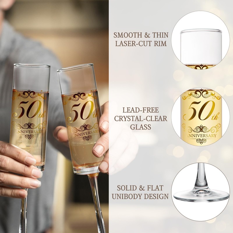 Urllinz 50th Wedding Anniversary Champagne Flutes Gifts-50th Anniversary Decorations,Best Anniversary
