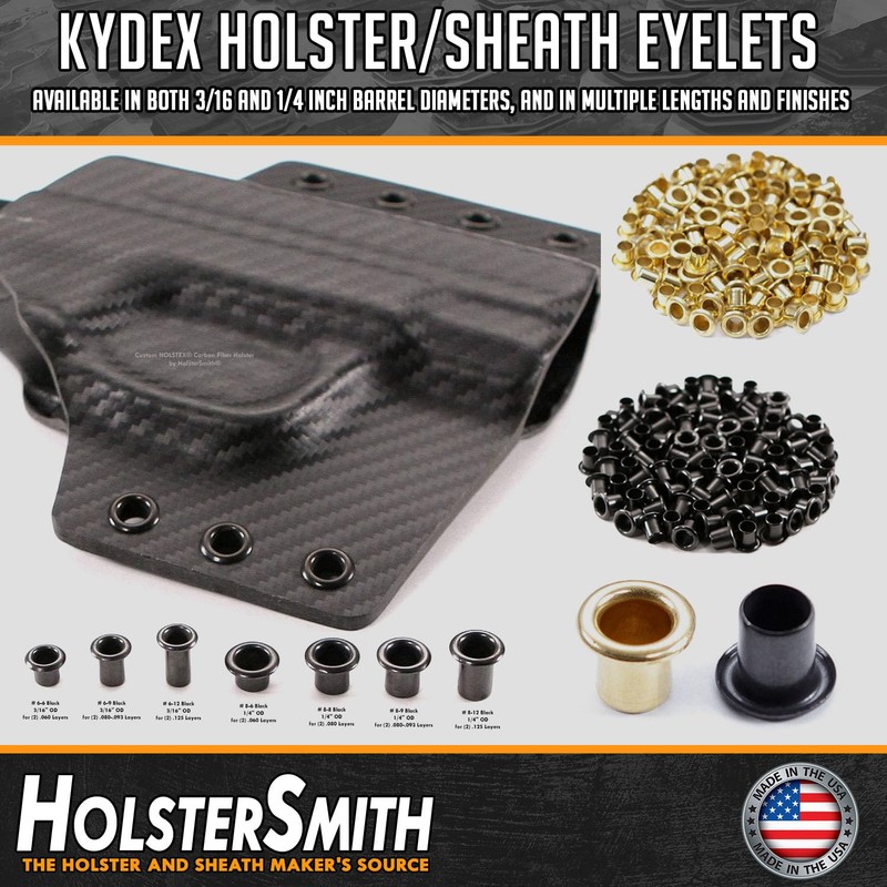 [100 Pack] HolsterSmith Black Coated Eyelets - (#8-9 Length) -