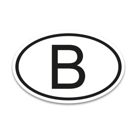 iSecur Country Number Plate Sticker B Belgium 17.5 cm DIN Standardised I Vinyl Black/White Weatherproof I kfz788