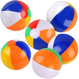 Rindion 6 Pack Beach Balls, 10 Inch Beach Balls for Kids, Rainbow Color Pool Toys Pool Balls for Swimming Pool, Beach Toys Inflatable Ball for Summer Parties and Water Games