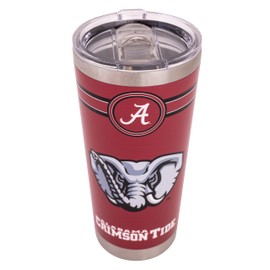 The University of Alabama 22oz Rally Tumbler Crimson Tide Bama UA Insulated Stainless Steel with Lid and Straw Reusable Double Walled Cup Hot and Cold Drinkware Full Color 22 Ounces (Red)
