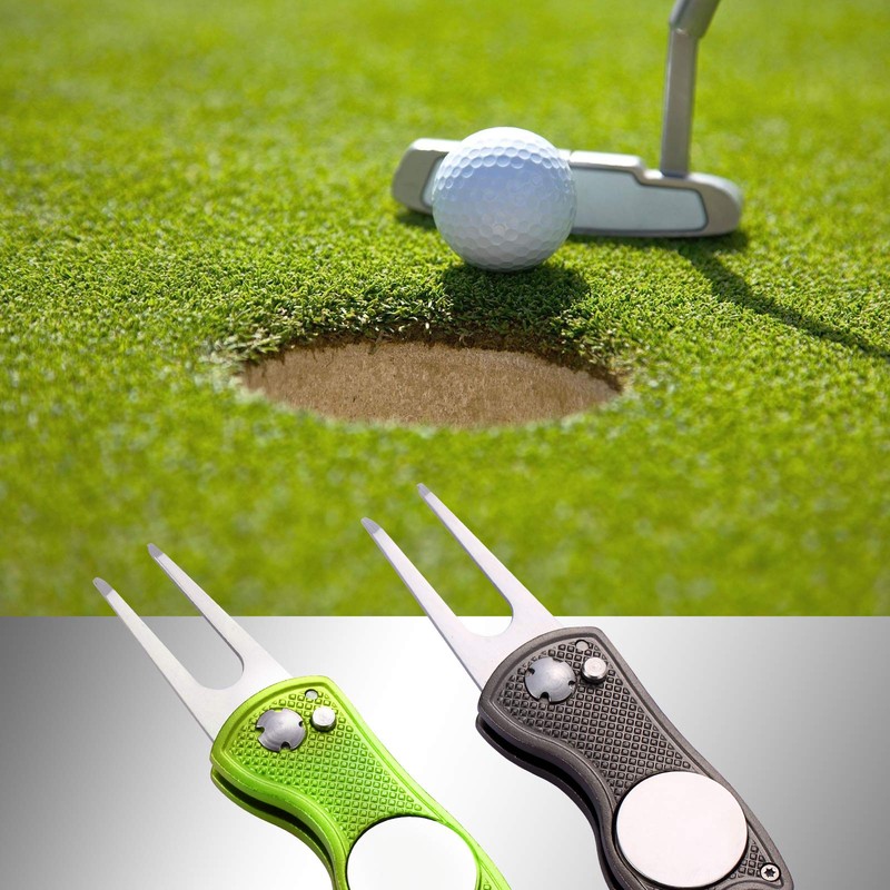 Fpxnb 2 Pack Metal Foldable Golf Divot Tool with Pop-up