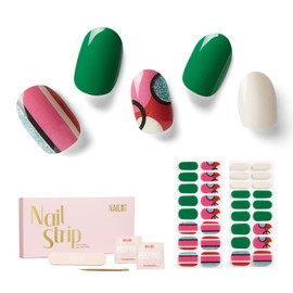 Nailog Semi Cured Gel Nail Strips 34 pcs| Long Lasting Nail Polish Sticker Wraps with Glossy Gel Finish, Rhapsody