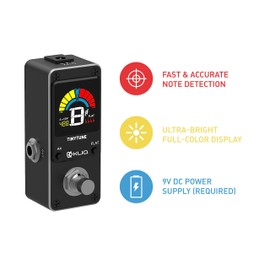 KLIQ Music Gear KLIQ TinyTune Tuner Pedal for Guitar and Bass - Mini - Chromatic - with Pitch Calibration and Flat Tuning (Power Supply Required)