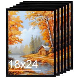 MYGOGYM 18x24 Poster Frame Black 6 Pack, Large 24 x 18 Metal Picture Frames for Horizontal or Vertical Wall Mounting