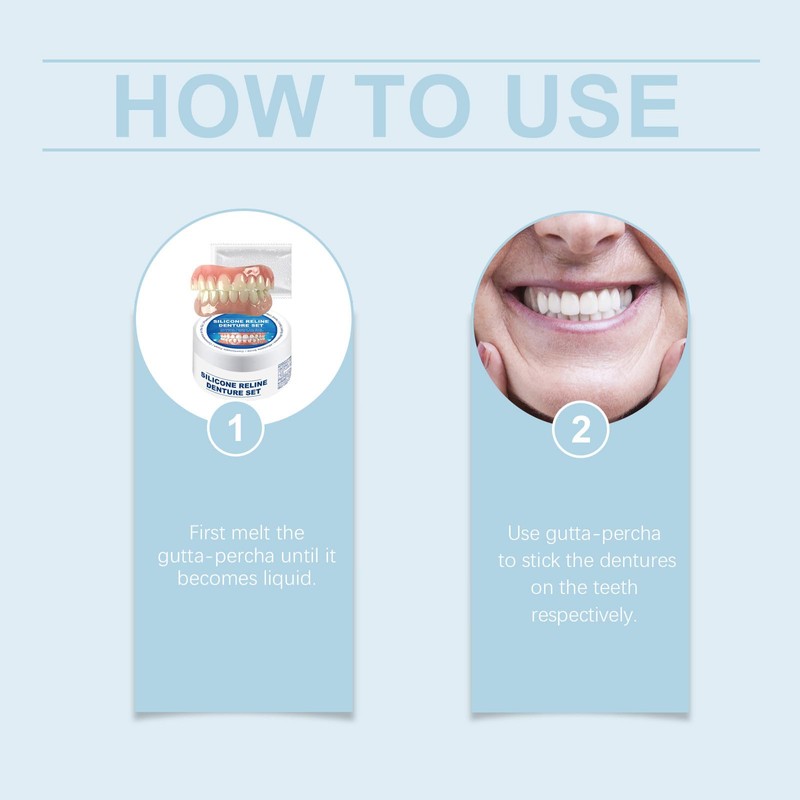 2 Pairs of Temporary Dentures, Fake Teeth, False Teeth Veneers,