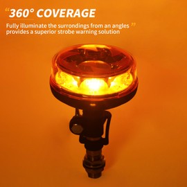 WUSHIXAN 1Pcs Led Beacon Light Yellow Strobe Lights with I Shape Metal Bracket for Trucks 12V 24V Orange Beacon Light Rotating Beacon with 6 Modes
