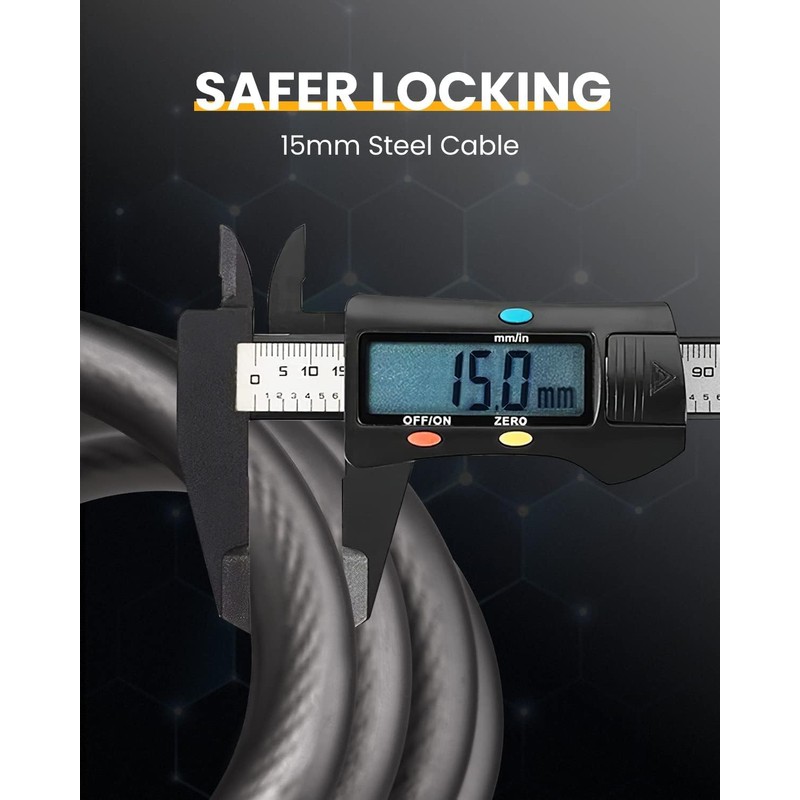 KEYSTP 5-Digit Bike Lock Cable, Heavy Duty Resettable Combination Bicycle