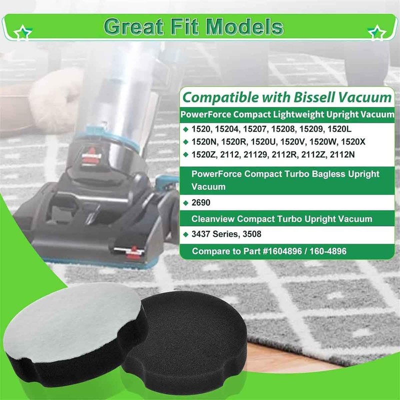 6 Pack Filter Replacement for Bissell Powerforce Compact Lightweight Upright