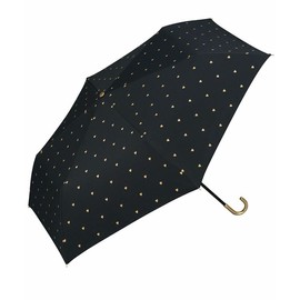 Wpc. Gold Mini Heart Foldable Umbrella Black – UV Protection, Compact & Stylish, Dual Use Sun & Rain Umbrella