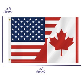 2×3 FT USA Canada Friendship Flag,Medium 60×90 CM America Canadian Outdoor Banner,100D American Decor,Doube Side Printing For Patio Garden With Brass Gromment