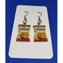 Unbranded Cracklin' Pork Skin Food Wrapper Earrings