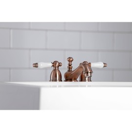 Kingston Brass KS3955PL Restoration Mini Widespread Lavatory Faucet with Porcelain Lever Handle, Oil Rubbed Bronze