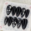 All black full stone handmade nail tips - Almond S