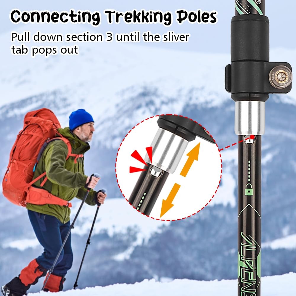 GPTCAMP Wanderstock Faltbar, 78.7-129.5 Cm Verstellbar – Ultraleicht & Mit EVA-Griff