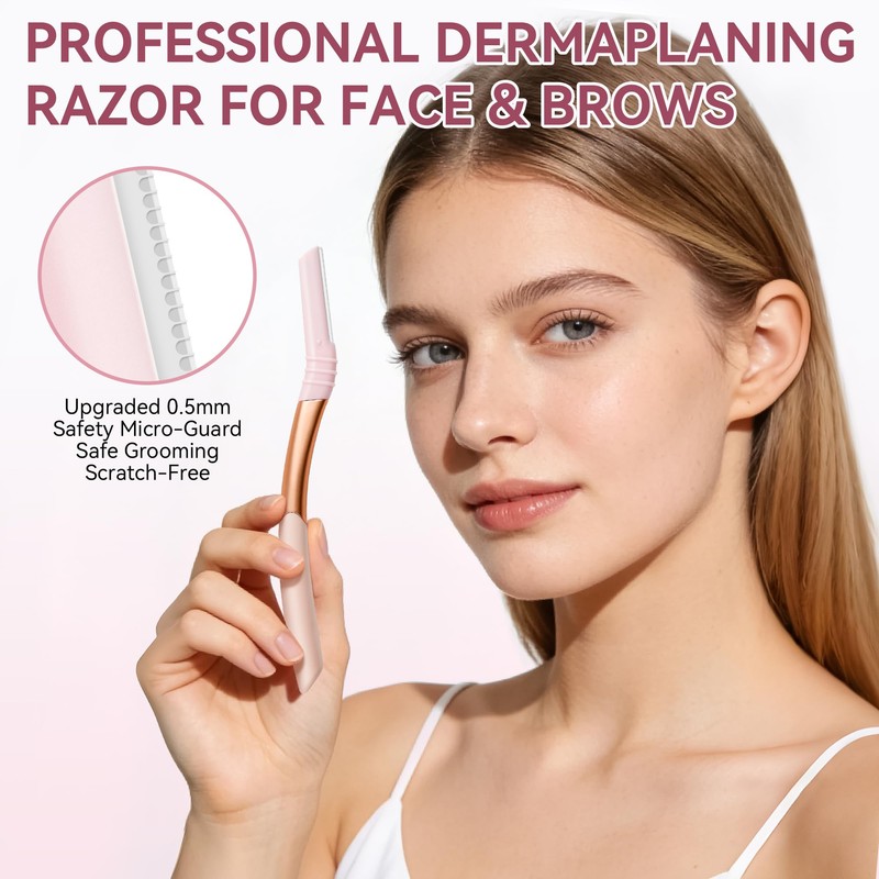 Eyebrow Razor and Face Razor for Women, Reusable Metal Handle