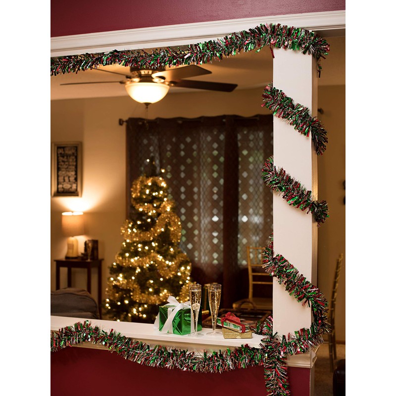 Anderson's Red, Green, and Silver Metallic Tinsel Twist Garland 4