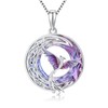 TOUPOP Phoenix Necklace 925 Sterling Silver Crystal Pendant Purple Phoenix