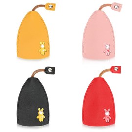 beidaiby 4PCS Key Pouch,Key Holder Cute Creative Cartoon,Pull Type Leather Keys Bag,Portable Car Keys Covers for Men Women,Concealed Durable Keyring Case,For Family,Friends,Colleagues and Relatives