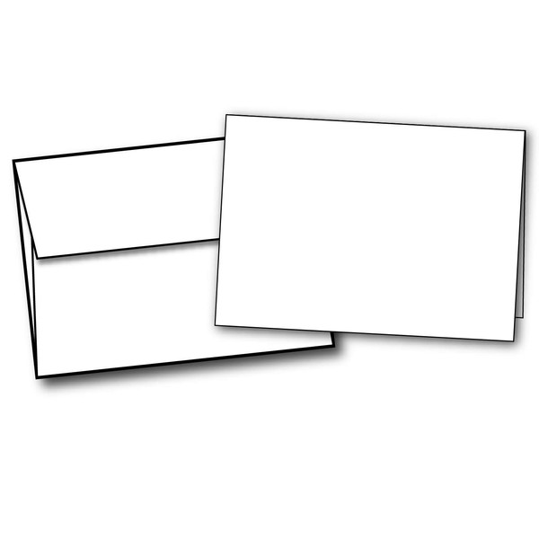 5 1/2" x 8 1/2" Extra Thick Blank White Cards with Envelopes - 100 Set Pack - Thick 100lb Cover Paper - Scored Folding Cardstock for Card Making