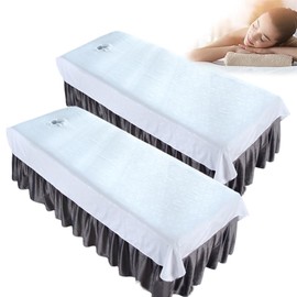 Ouliget Massage Table Sheets with Hole,Wipeable Soft Spa Bed Cover,Rose Printing Massage Tables Rest Cover for Spa Beauty Salon Hotels,39 x 78 Inches (White 2)