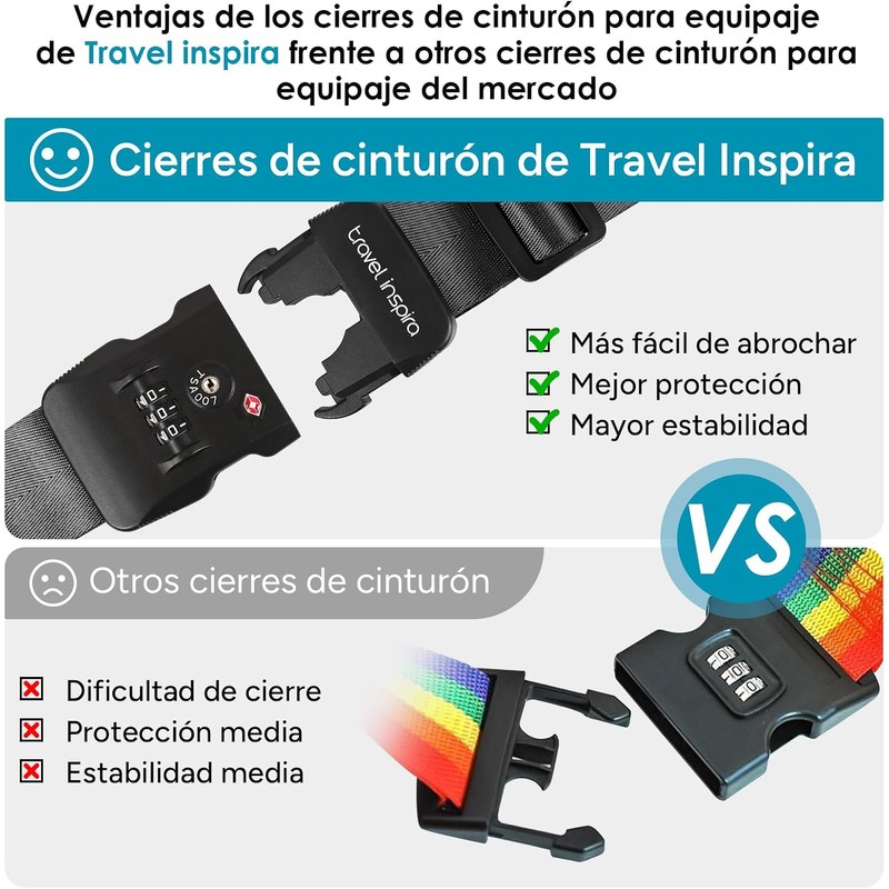 travel inspira Correa para Equipaje TSA con Candado de 3