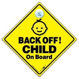Back Off Child On Board Car Sign, Grandson Car Sign, Baby on Board Sign to Deter Tailgaters, Grandchild on Board 14 cm x 14cm x 2cm