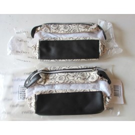 Lancome Off White with Black Roses w/ Zipper Makeup Travel Bag Case LE