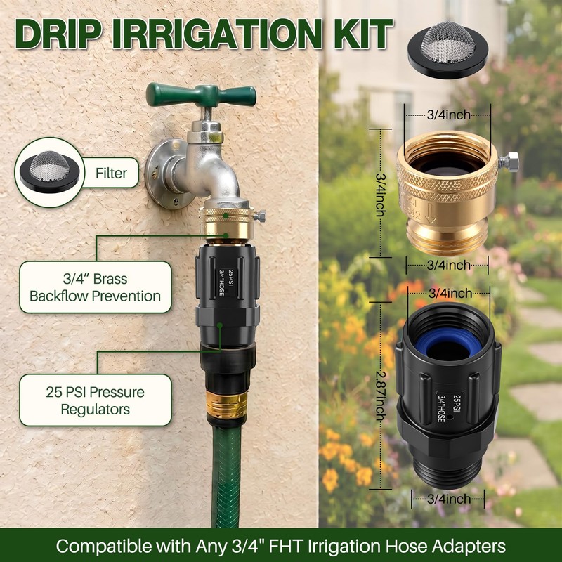 Gulfmew 2 Set 25 PSI Drip Irrigation Faucet Adapter Kit,