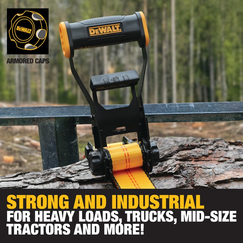 DEWALT DXBC10000J Black/Yellow 2" x 27' Ratchet Tie Down Strap