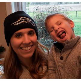 Fishoholic Fishing Beanie - Watch Skull Cap - Stocking Hat - Embroidered Logo - Great Gift for Men Father (R) Fishaholic (Beanie_Blk)