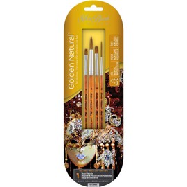 Silver Brush Limited GN-2090S Golden Natural Art Brush Set, Watercolor, Oil, and Acrylic Paintbrushes, 4-Piece Set